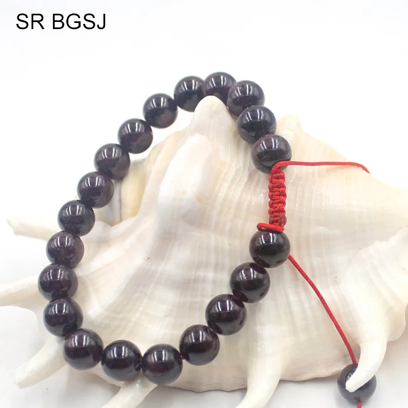 Free Shipping 6mm 8mm 10mm Hot Sale Women Jewelry Gems Stone Red Garnet Beads Adjustable Bracelet 7&quot 7.5&quot 8&quot |
