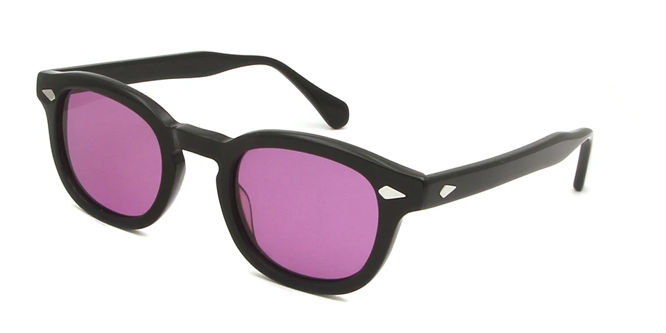 Black Purple Ацетатные солнцезащитные очки, мужские круглые маленькие Винтажные Солнцезащитные очки, женские ретро очки, солнцезащитные очки для вождения, 44 - Цвет линз: Black Purple