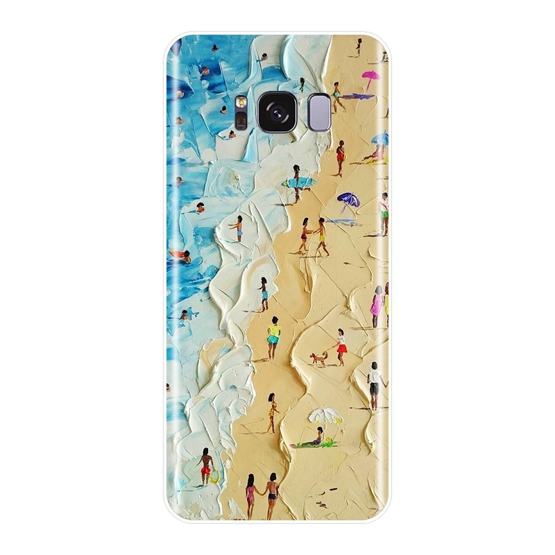 Чехол для телефона Samsung Galaxy S5 S6 S7 Edge S8 S9 Plus арт-пляжная силиконовая Мягкая задняя