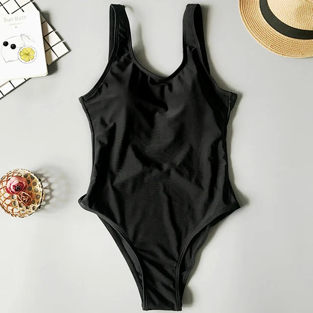 B083Black Сексуальный белый сдельный купальник Женские стринги купальник с высокой посадкой трикини с открытой спиной Монокини боди XXL Плюс размер купальный костюм - Цвет: B083Black