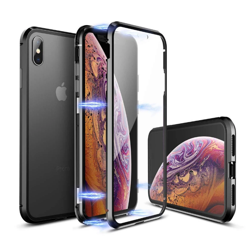 Магнитный чехол из закаленного стекла для iPhone 11 Pro X XS MAX XR 7 8 Plus, магнитный металлический бампер для samsung Galaxy Note 10 Plus