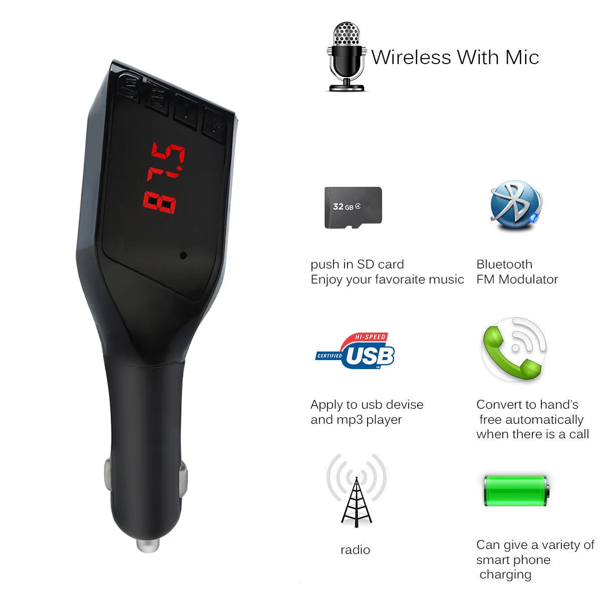 Многофункциональный X5 Беспроводной Bluetooth ЖК дисплей MP3 плеер Автомобильный