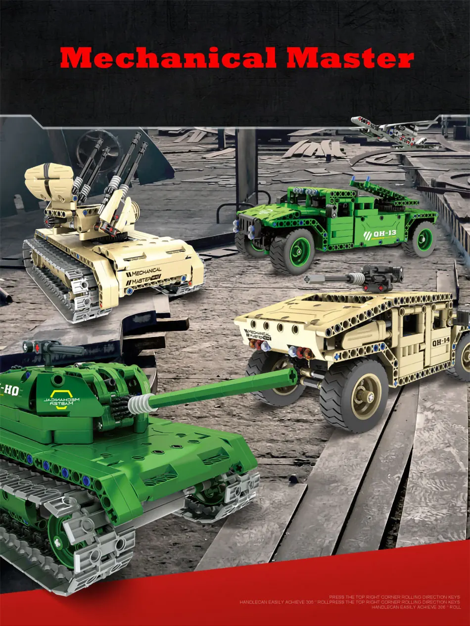Qihui Military Vehicles German King Tiger Tank Building Blocks Sets WW2 Army Figures RC Soviet Tanks Bricks Model Toys For Boys