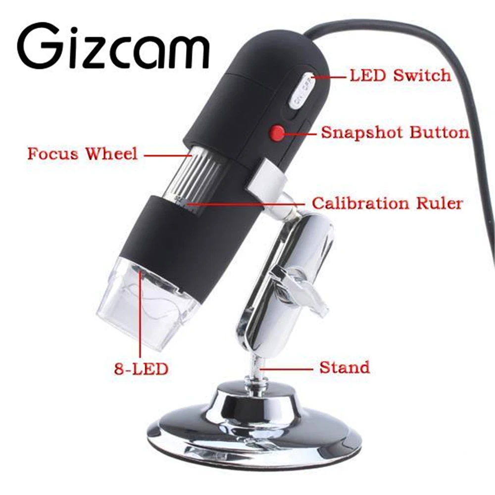 Gizcam мини Камера Портативный USB 8 светодиодный 500X2 MP цифровой микроскоп Эндоскоп
