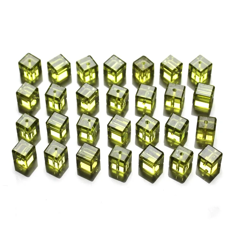 17 olivine 100 шт кубические Хрустальные стеклянные бусины 6x6 мм SQAP66 с фабрики разноцветные кубические бусины - Цвет: 17 olivine