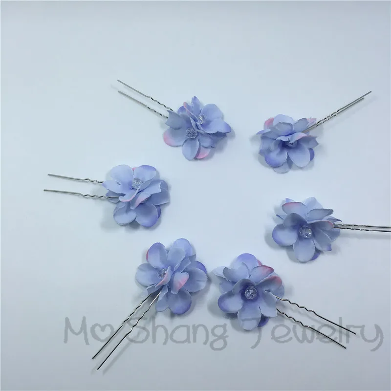 Заколки для волос 6 шт. модные u-образные прозрачные розовые с цветами женщин