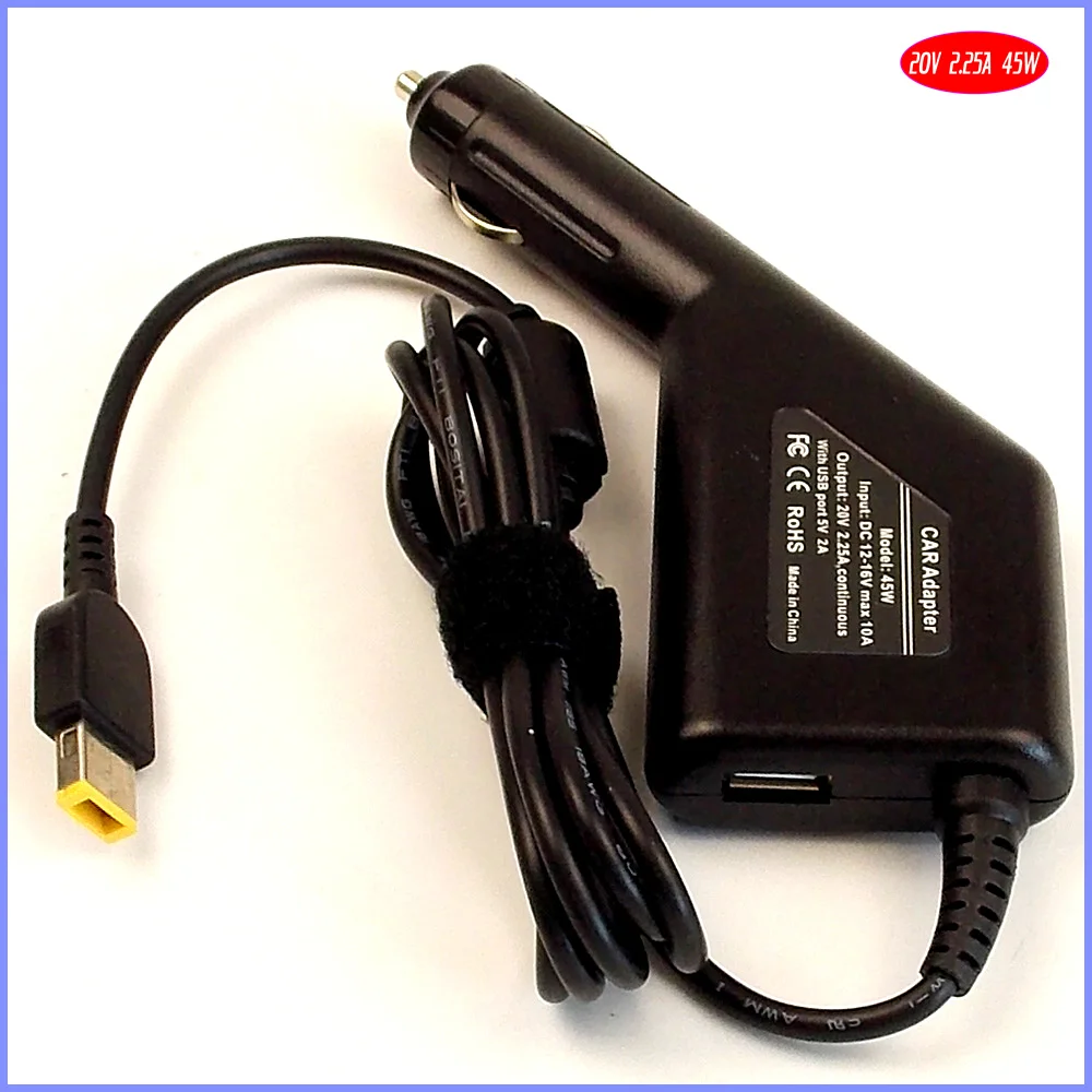 20V 2.25A ноутбук автомобильный DC адаптер зарядное устройство + USB для Lenovo Helix 0B47303 36986RU