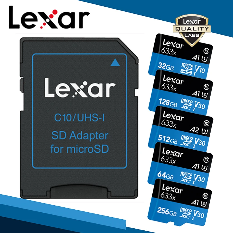 Lexar 633x Micro SD карта 512 16 ГБ 32 ГБ 64 Гб 128 ГБ SDHC SDXC высокая скорость до Макс 95 м/с Flash Micro SD для GOPRO Drone