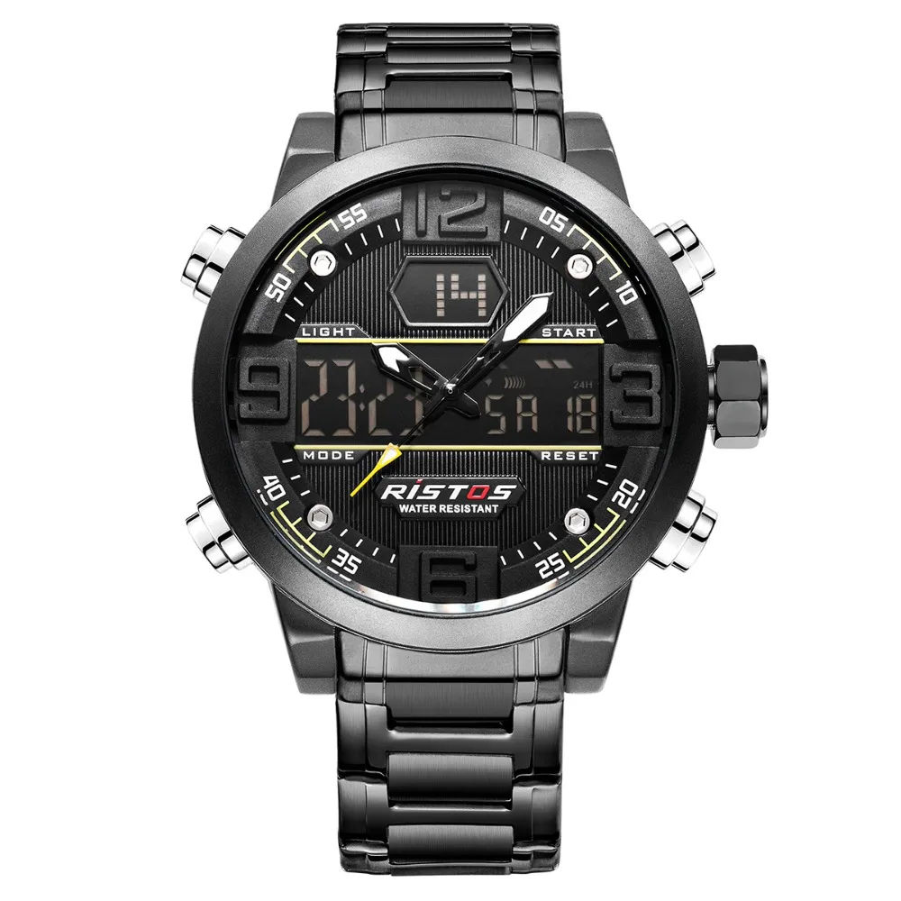 Часы RISTOS Relojes Masculino Hombre модные многофункциональные стальные мужские спортивные