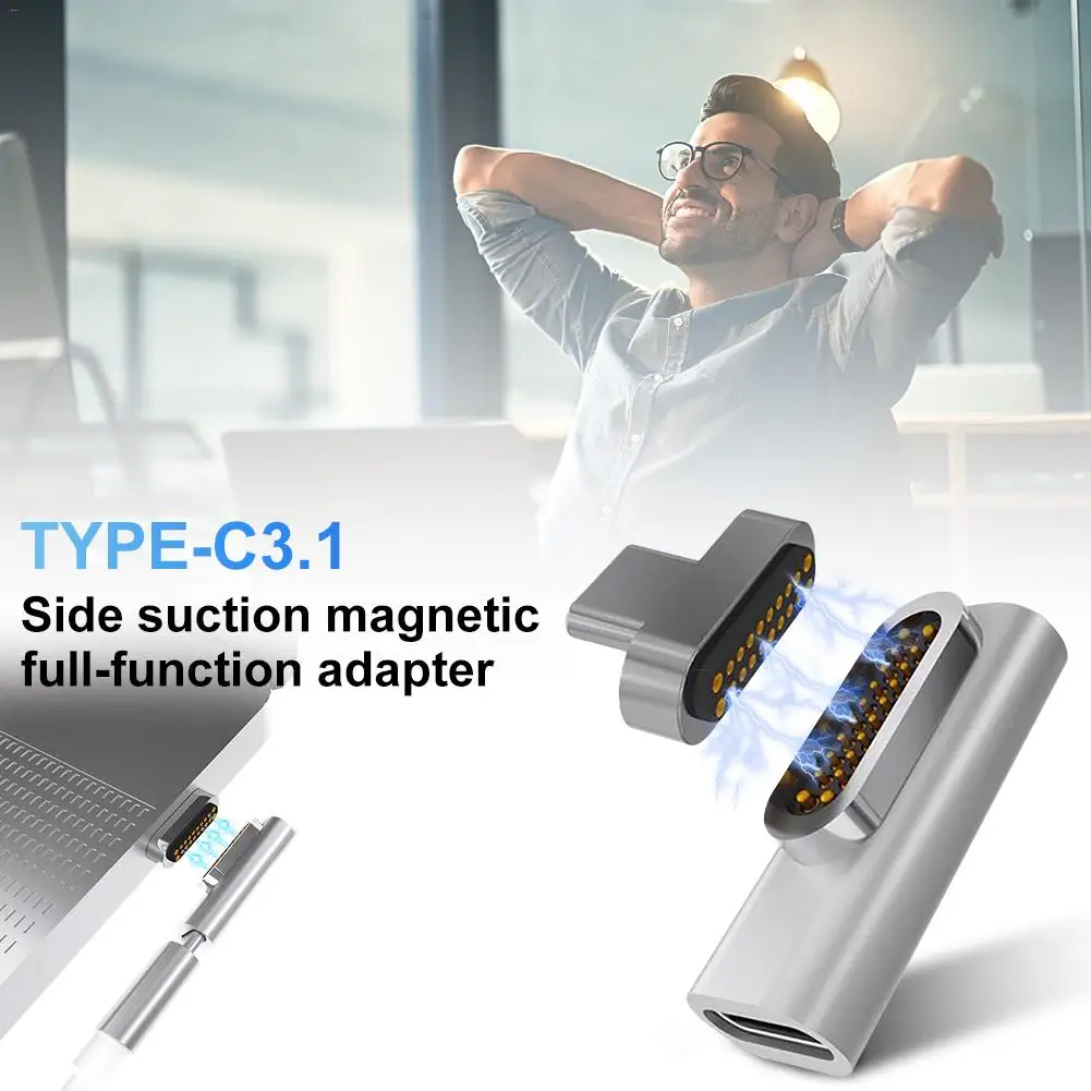 Магнитный адаптер 10Gbs 20 контактный 90 градусов магнитный к USB C 3 1 конвертер