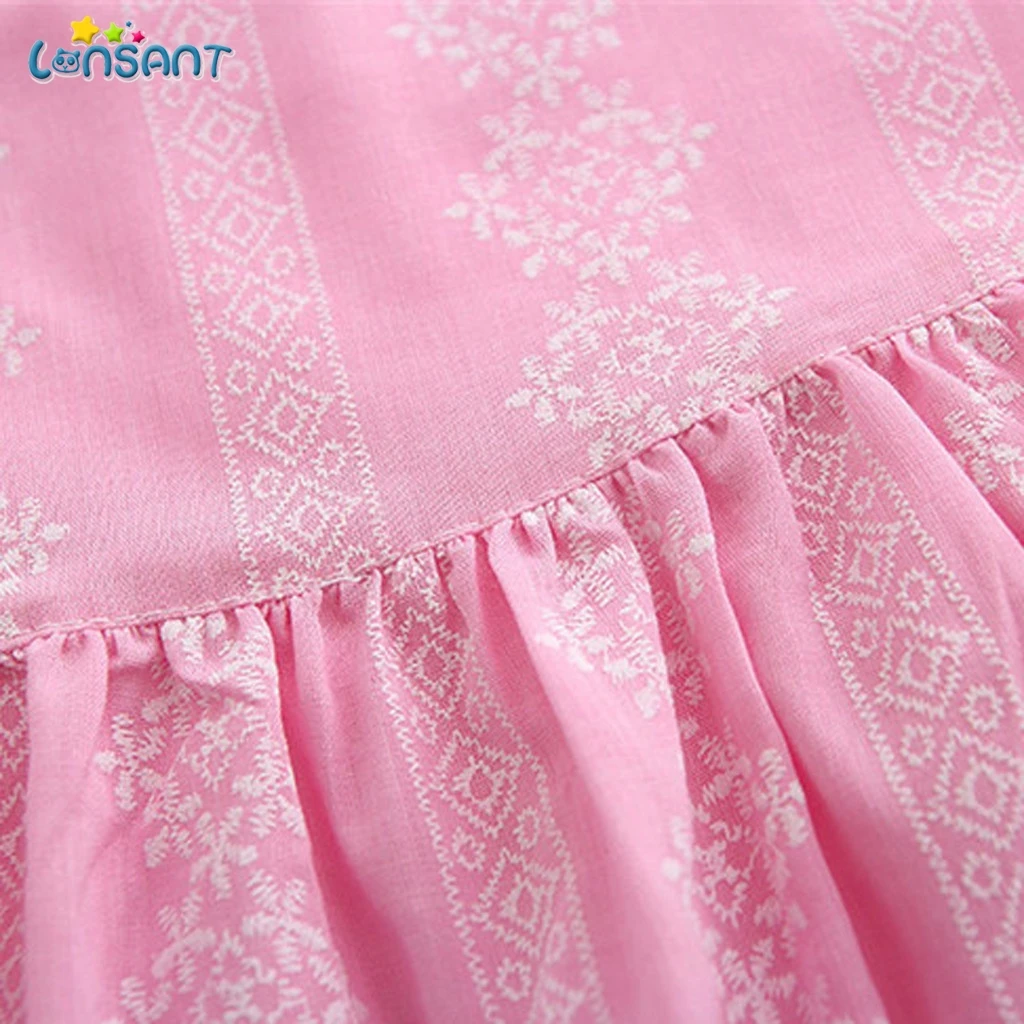 LONSANT/платье без рукавов с круглым вырезом для девочек одежда малышей летняя Roupas