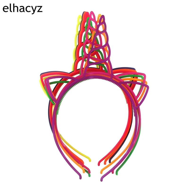 2pcs/lot 8 Colors DIY Headwear Girls ABS Plastic Unicorn Hairbands Neon Hair Hoop Headband for Party Accessories |
