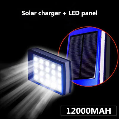 Solar Power Bank 12000mah + LED Camp Light solar panel Hot sale Charging Battery for digital products charging outdoor lighting 