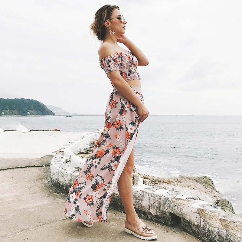 Женское летнее шифоновое платье из 2 частей короткий топ с вырезом лодочкой +