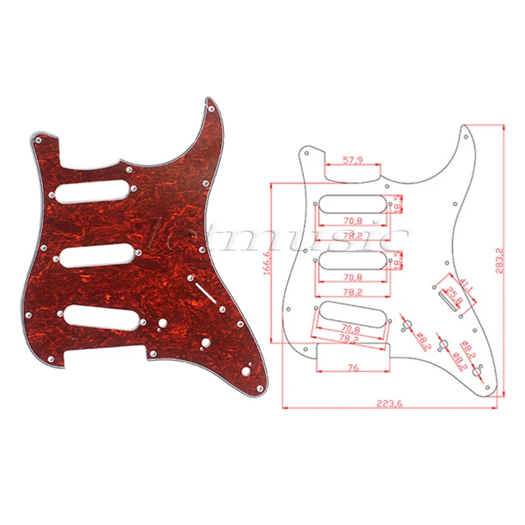 Красный черепаший панцирь накладку для крыла страт замена SSS 11 отверстие 3 Ply|shell