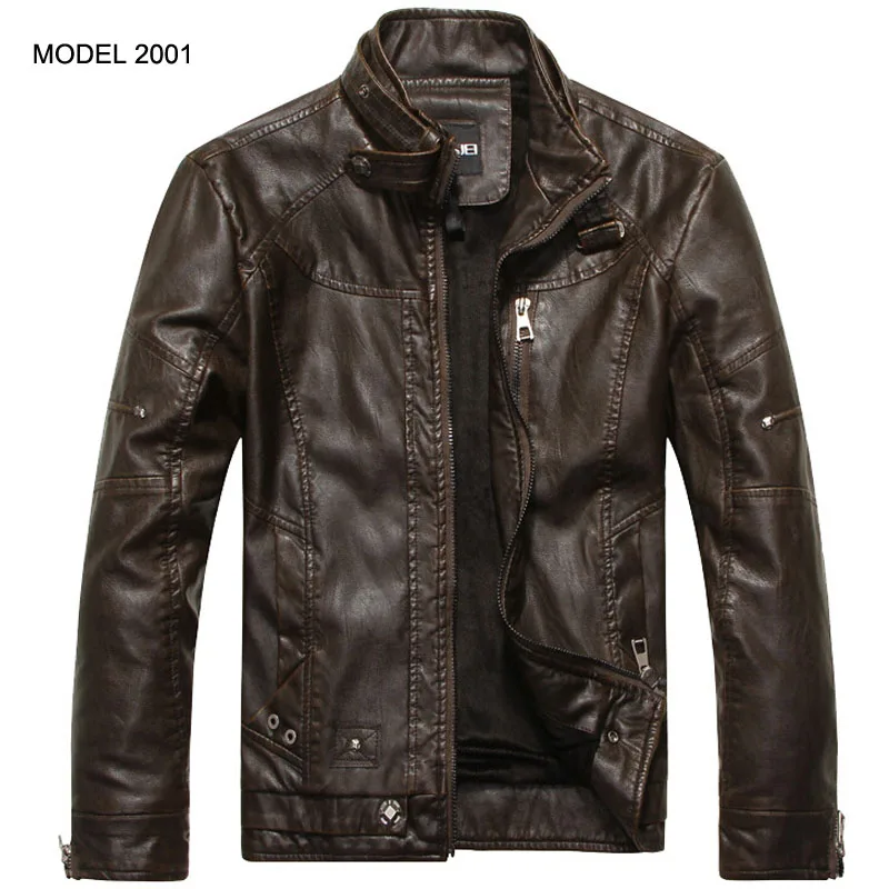 Brown Кожаная куртка мужская Мотоциклетная Куртка jaqueta de couro masculina motoqueiro casaco мужская кожаная куртка-бомбер мужская s veste homme - Цвет: Brown