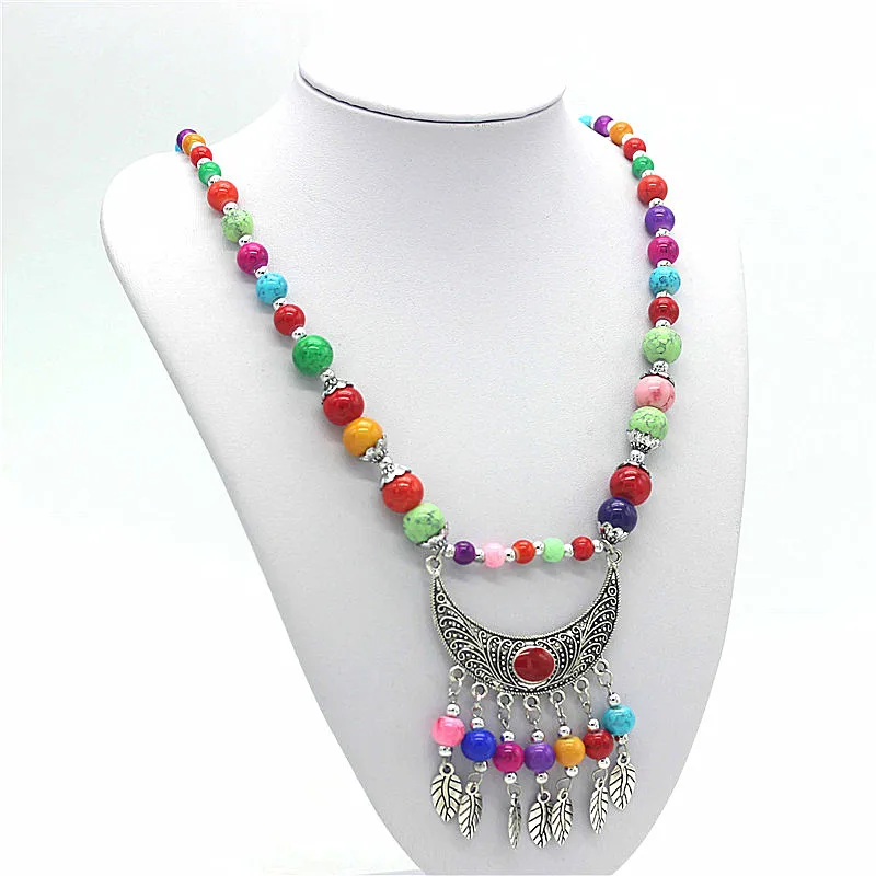 Ожерелье Olaru женское богемное винтажное ручной работы с подвеской из бисера