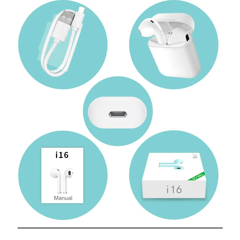 I16 TWS Handsfree True беспроводной наушники Bluetooth наушники спортивные с Шумоподавлением беспроводные наушники Bluetooth гарнитура с микрофоном
