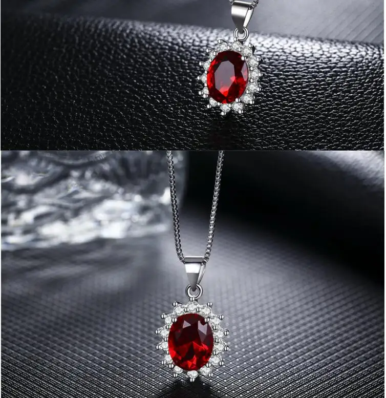 Женские серьги принцессы с рубином из розового золота простые ожерелье кольцо