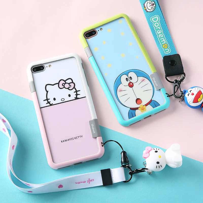 Для iPhone 8 противоударный бампер симпатичные Doraemon задней и передней закаленное