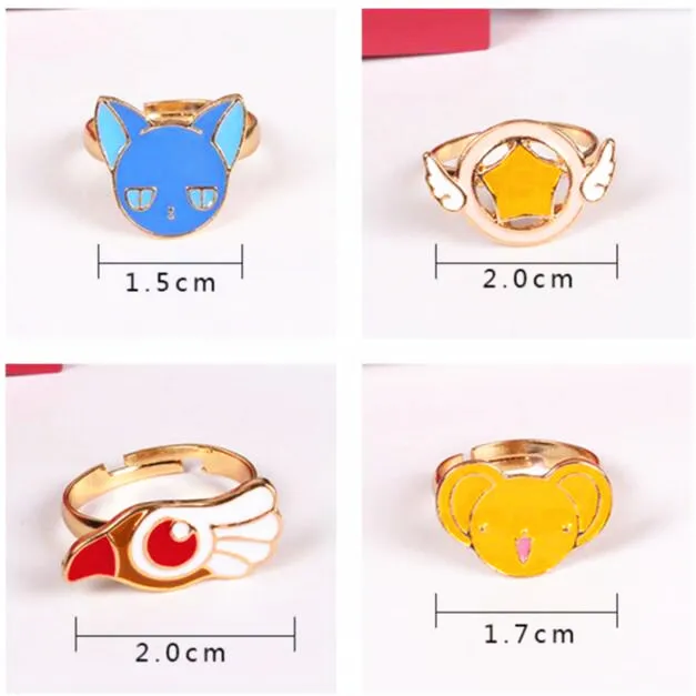 RT002 Модные Симпатичные Card Captor Мультфильм Падение Нефти Легкосплавные Кольца