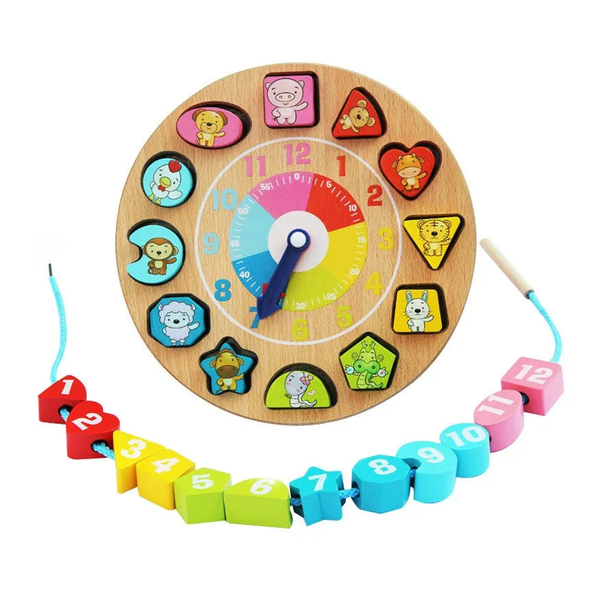 Chanycore Детские Обучающие деревянные часы с таймером блоки животные зодиака дети