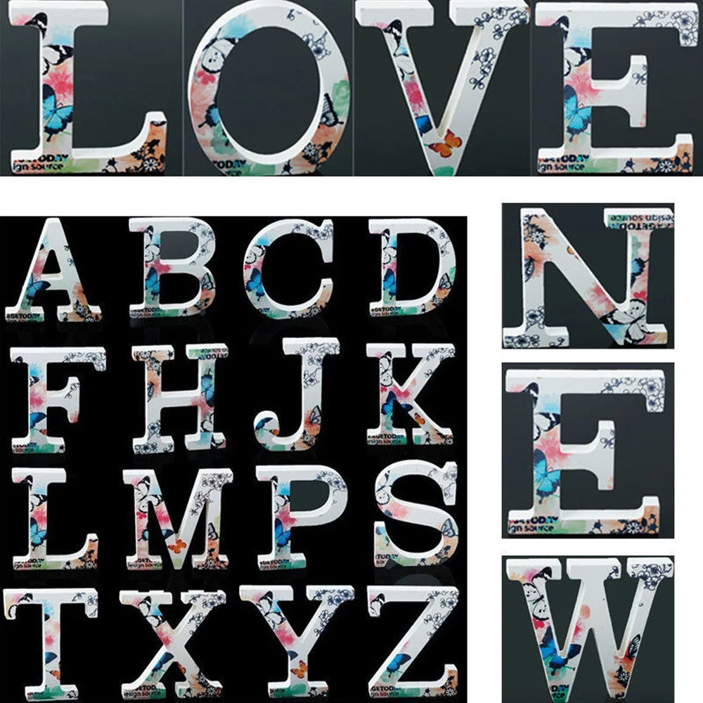 Деревянный цветок бабочка шаблон буквы Алфавит слова статуэтки Сделай Сам