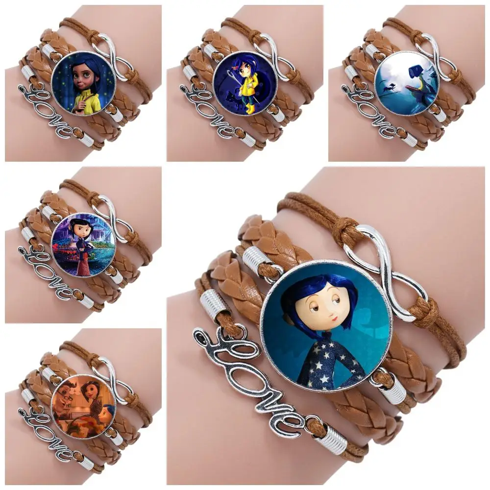 Женский Многослойный кожаный браслет Coraline черный/коричневый ручной работы со