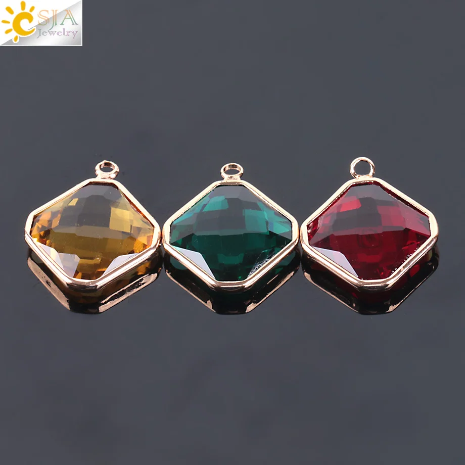 Разноцветные Стеклянные шарики CSJA 10 шт. квадратные с одним отверстием золотого