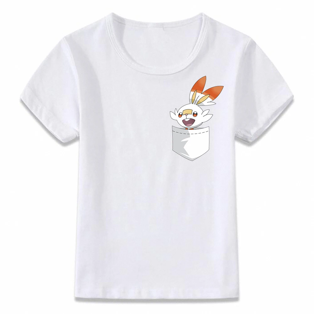 3T032U Детская одежда с героями мультфильма рубашка sobble grookey и scorbunny Милая футболка для мальчиков и девочек ясельного и дошкольного возраста рубашки с коротким рукавом - Цвет: 3T032U