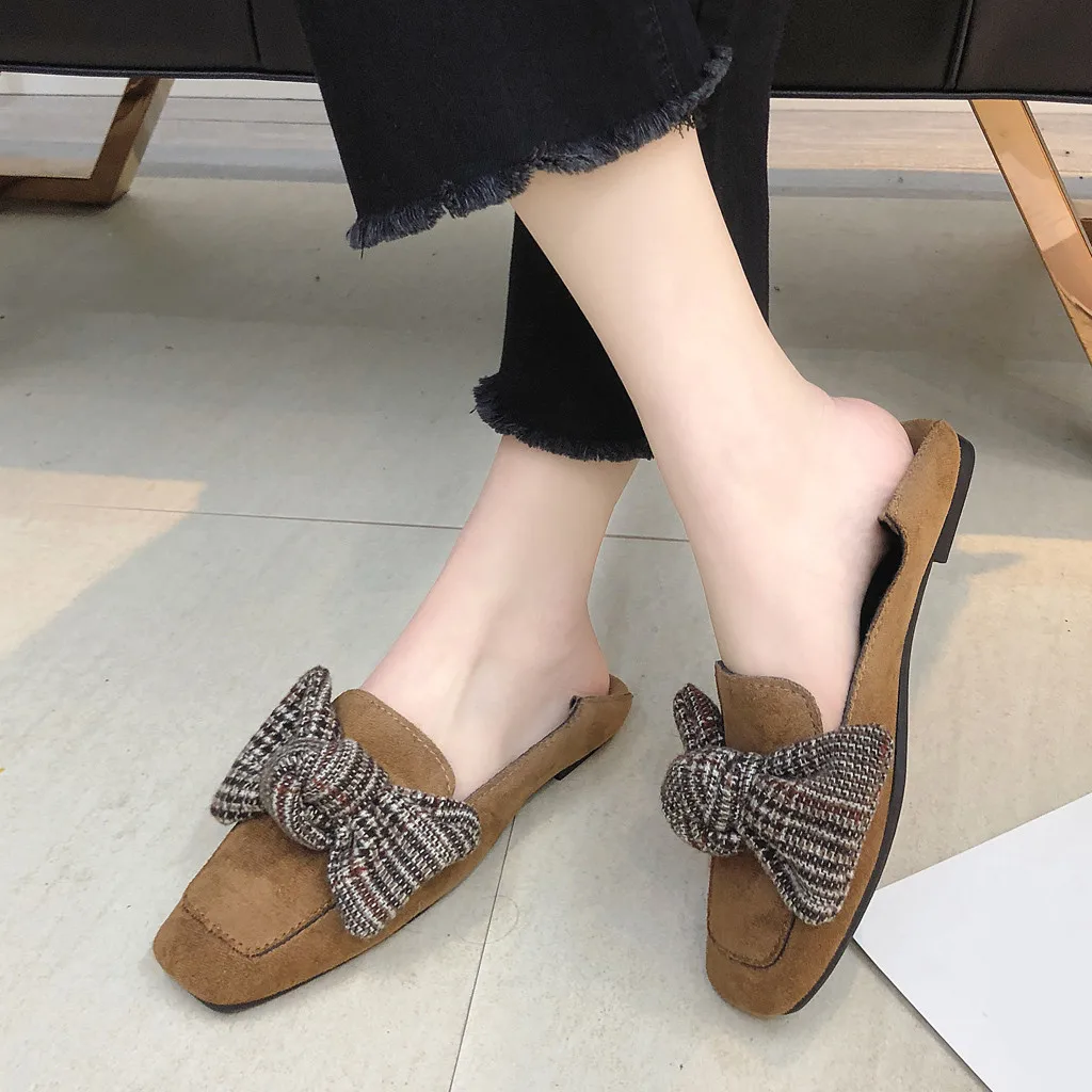 Женская обувь на плоской подошве с бантом повседневная принцессы закрытым