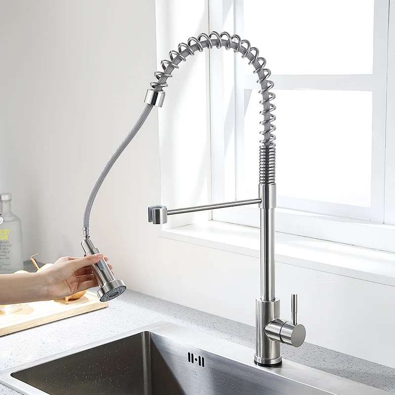 Brushed Nickel Fapully умный сенсорный кухонный кран матовый черный чувствительный смеситель сенсорный индукционный смеситель Pull Down раковина кран CP1051 - Цвет: Brushed Nickel