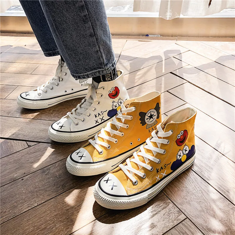 Мужские и женские кроссовки белые парусиновые с высоким берцем|Женские кеды| |