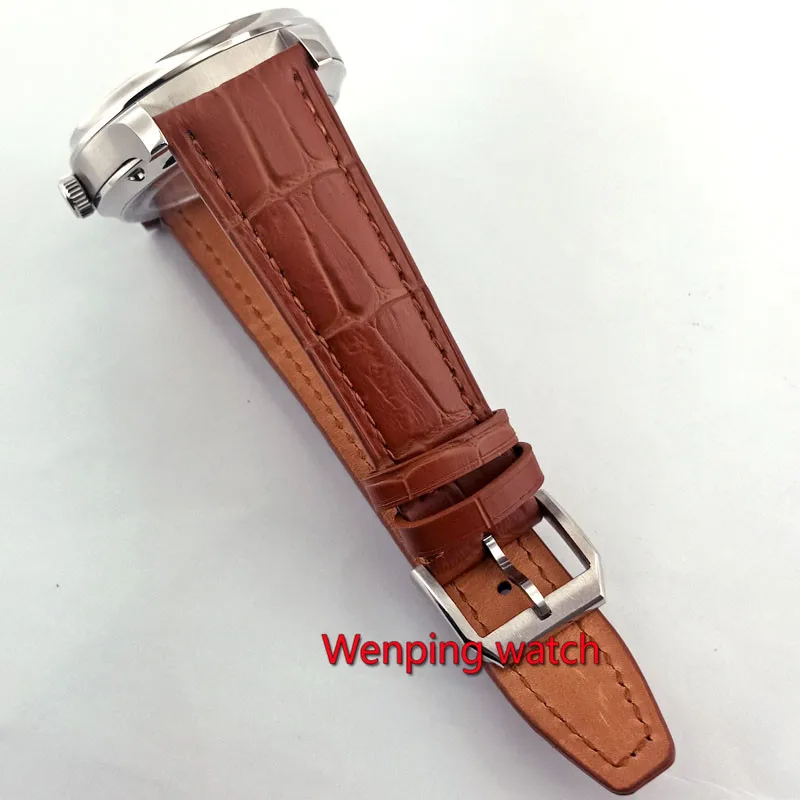Мужские автоматические часы Parnis W1912 черный/белый циферблат серебристые стрелки