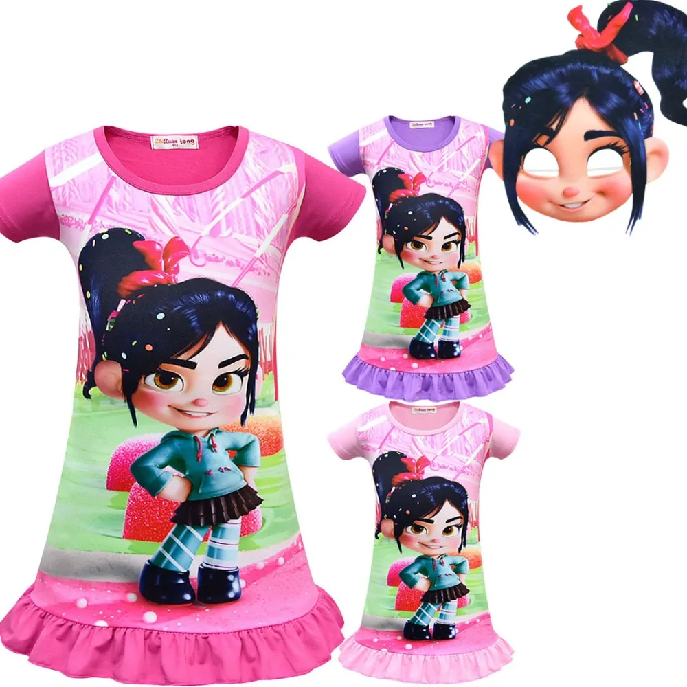 Wreck It Ральф 2 Vanellope von Schweetz костюмная Маска Косплей детское платье для девочек