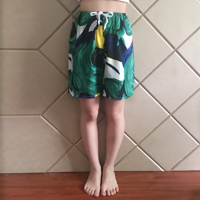Женские пижамные штаны, клетчатая одежда для сна, домашние штаны, хлопковые шелковые женские шорты для сна - Цвет: green shorts