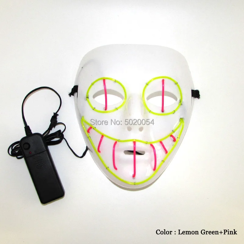 Светящаяся маска для лица ужаса светодиодный светильник EL мигающая Хэллоуина