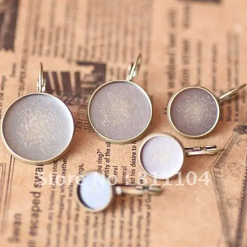 

10mm Antique Bronze Copper Blank Circle Tray Bases French Earrings 4 Diy Resin Cameo Cabs Jewelry Settings Wholesale