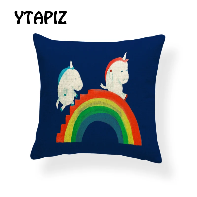 Комплект с животными из мультфильмов для подушки, олень, кошка, Кит, единорог, морской лев, жираф, Let Me, слон, кролик, украшение для дома, диванная наволочка