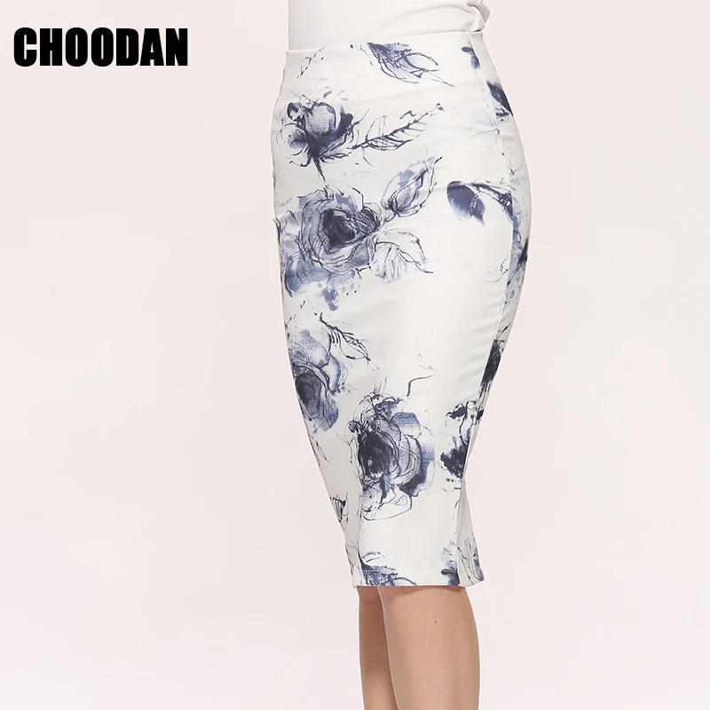 Юбка-карандаш Высокая Талия 2018 Новая мода осень-зима элегантный цветочный Printed