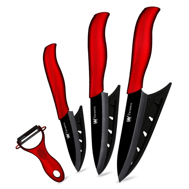 Red H Black Blade XYj кухонный нож керамический нож набор инструментов для приготовления пищи " 4" " дюймов+ Овощечистка белый и черный нож для очистки овощей фруктов кухонные инструменты - Цвет: Red H Black Blade