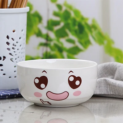 Оранжевый Мультяшная керамическая чаша Happy Expression кухонные Миски Керамические Детские кухонные чаши аксессуары - Цвет: Оранжевый