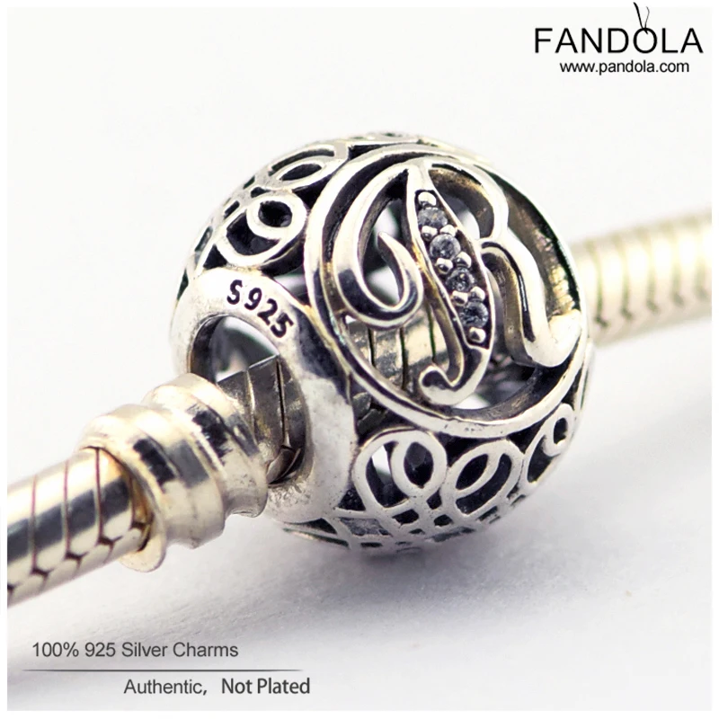 100% 925 стерлингового серебра в винтажном стиле Одежда с принтом буквы R Подвески