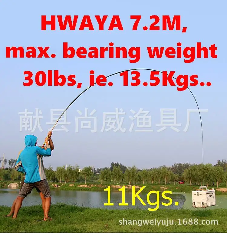 HWAYA, Золотая трость, большая рыба, телескопическая удочка, Hi-power, сверхтвердая, 8 слоев, 46 т, высокоуглеродное волокно, 7,2 м, максимальный вес 30 фунтов, кг