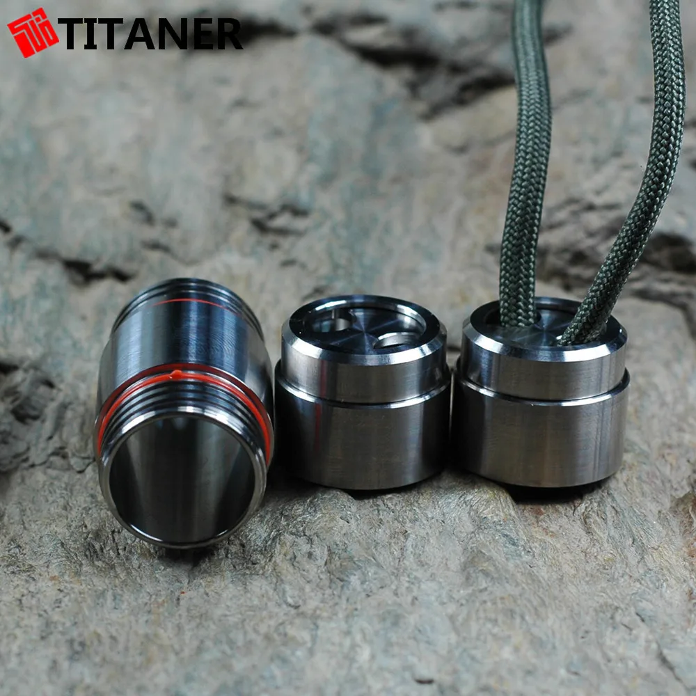 Открытый Titaner titanium водонепроницаемый таблетница с двумя головками шнуровка отверстие медицинская капсула с брелок портативный контейнер дорожный набор