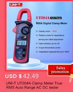 UNI-T UT207/UT208/UT209 промышленный цифровой клещи 1000A 600 в True RMS Автоматический диапазон клещи мультиметры Амперметр Вольтметр