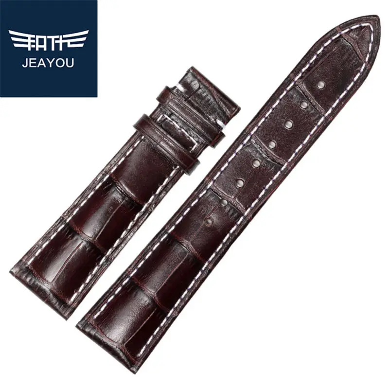 

JEAYOU High Quality Soft Calfskin Leather Men Watch Strap For Tissot/Omega/IWC