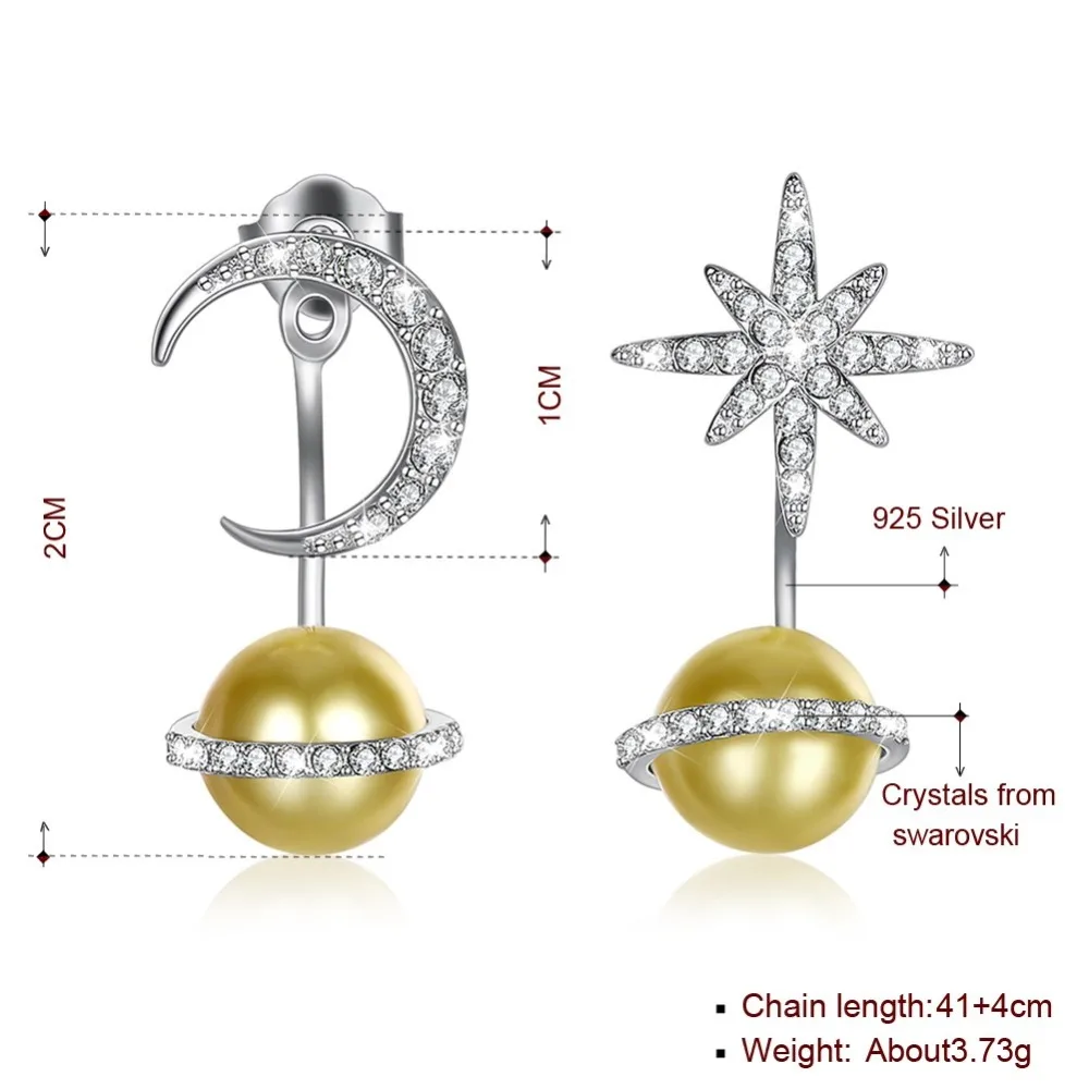 Женские серьги-гвоздики с кристаллами Swarovski LEKANI серьги жемчугом и звездой из