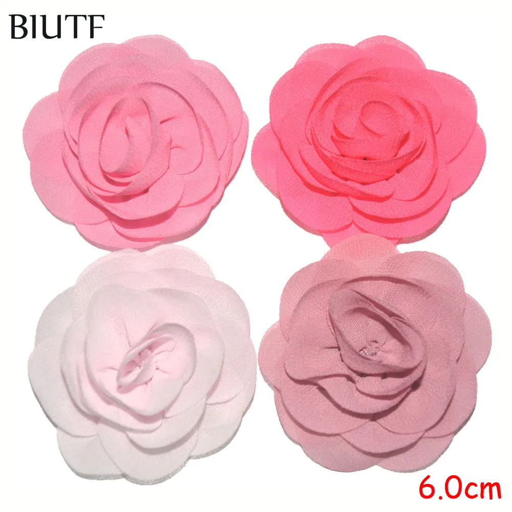 26 шт./лот 6 см маленькая заколка для волос из шифона с цветами модные аксессуары