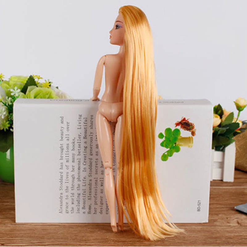 Детская игрушка 1:6 голова куклы с очень длинными золотыми волосами DIY аксессуары
